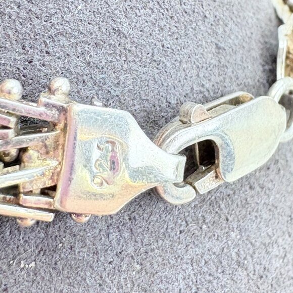 Sterling Silver 925 Mayan Calendar Interlocking Link Bracelet Size 7.5" Length - Picture 5 of 10